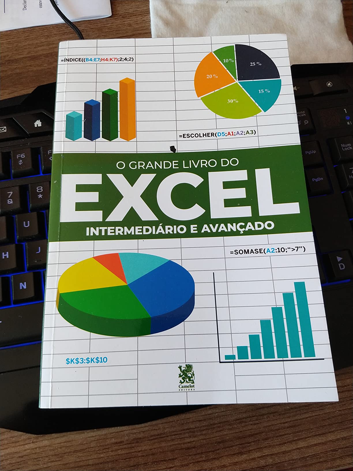 Cliente com o livro O Grande Livro do Excel sobre a mesa